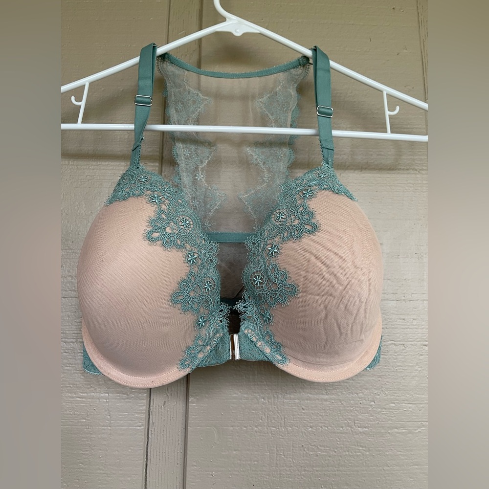 Beige and Turquoise Dream Angels Demi Bra